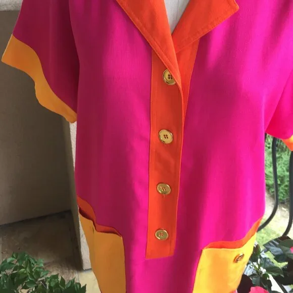 Vintage Tailored NR1 Color Block Shirtwaist Dress - Picture 12 of 15